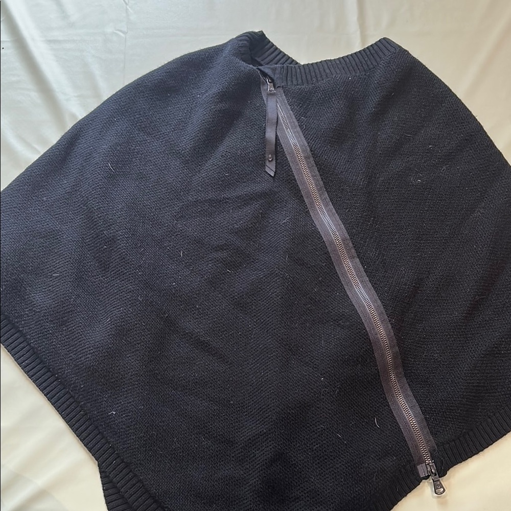 Black Zippered Sweater Poncho